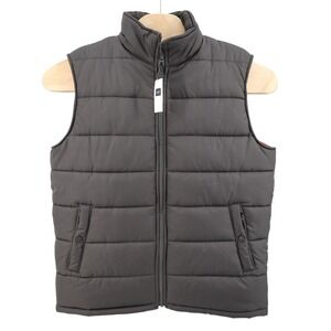 NEW Gap Men Puffer Vest‎ Charcoal Gray Full Zip Padded Sleeveless Jacket Size L